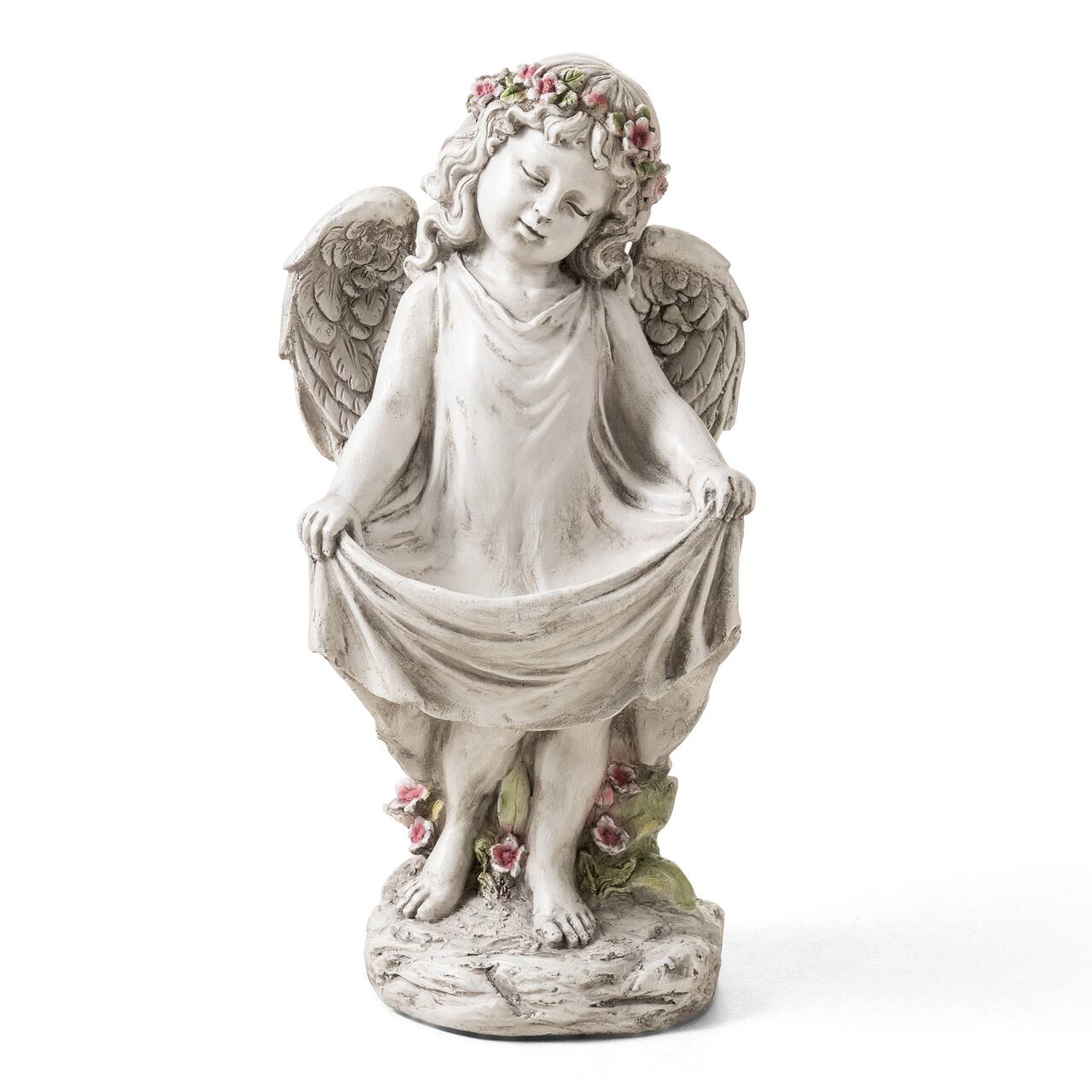 Glitzhome® 21" MGO Angel Garden Statue with Birdfeeder